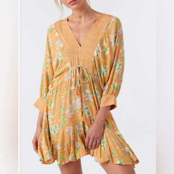O'Neill Dresses & Skirts - O'Neill Joyce Dress Tangerine Beach Boho Festival 3/4 Sleeve